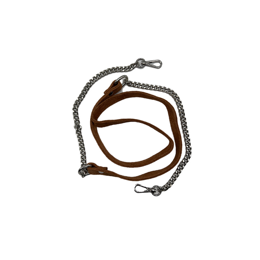 Brown suede silver Chain