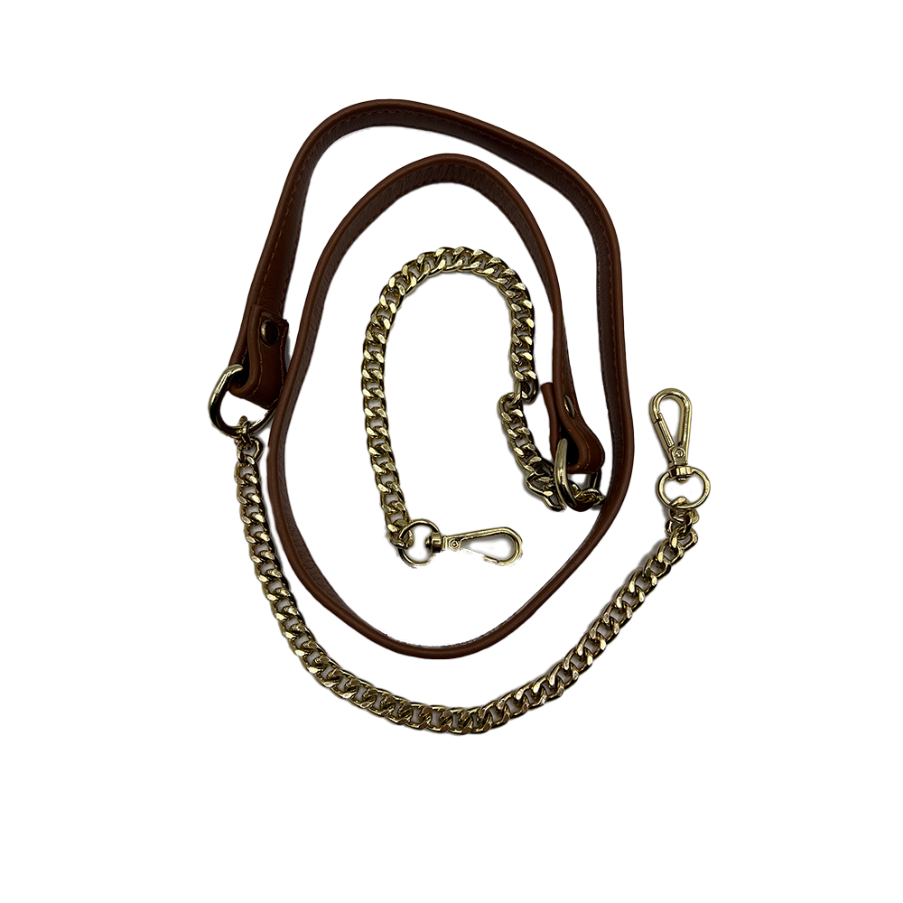 Brown leather gold Chain