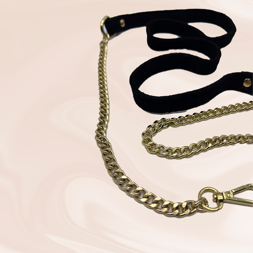 Black suede gold Chain