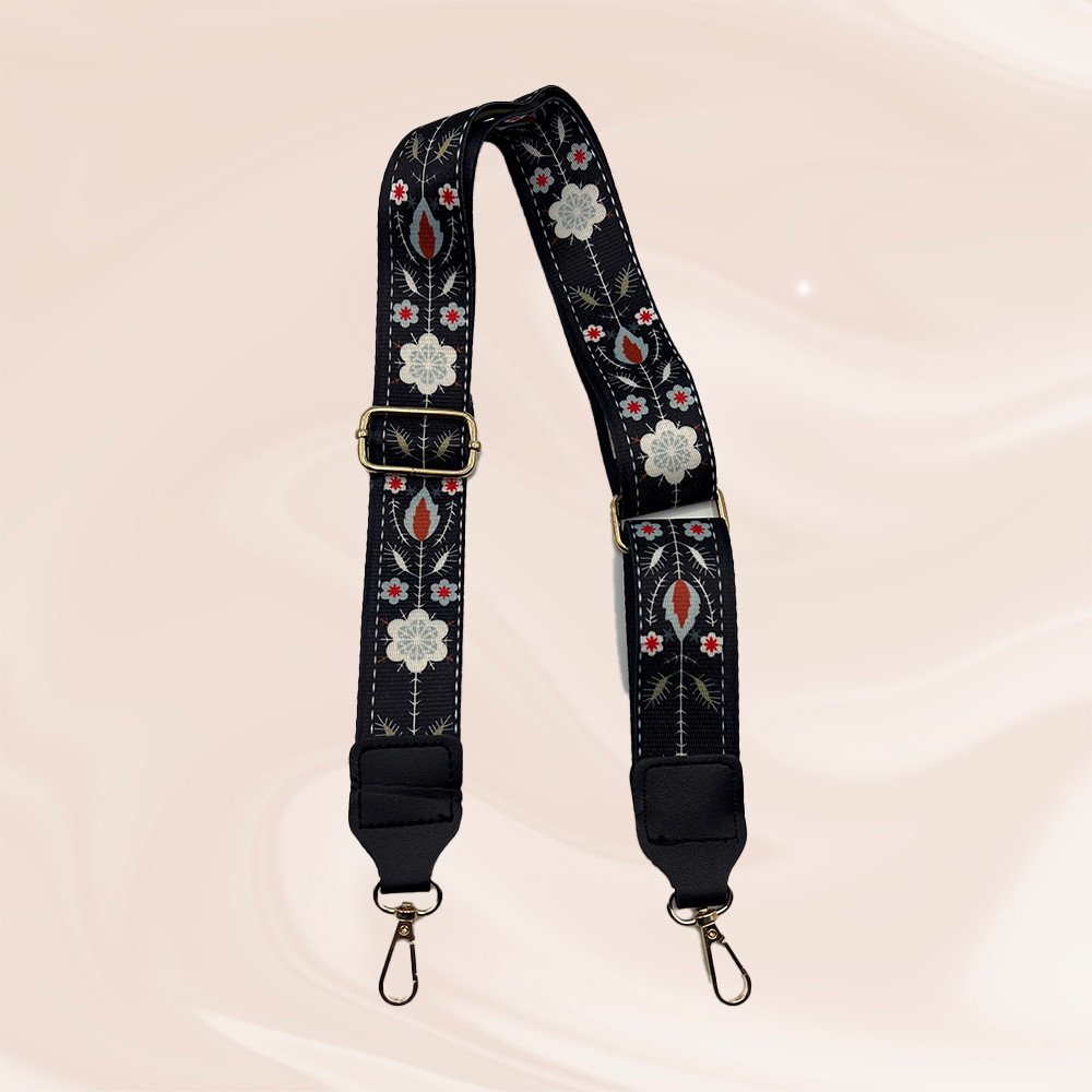 Black flowers Strap