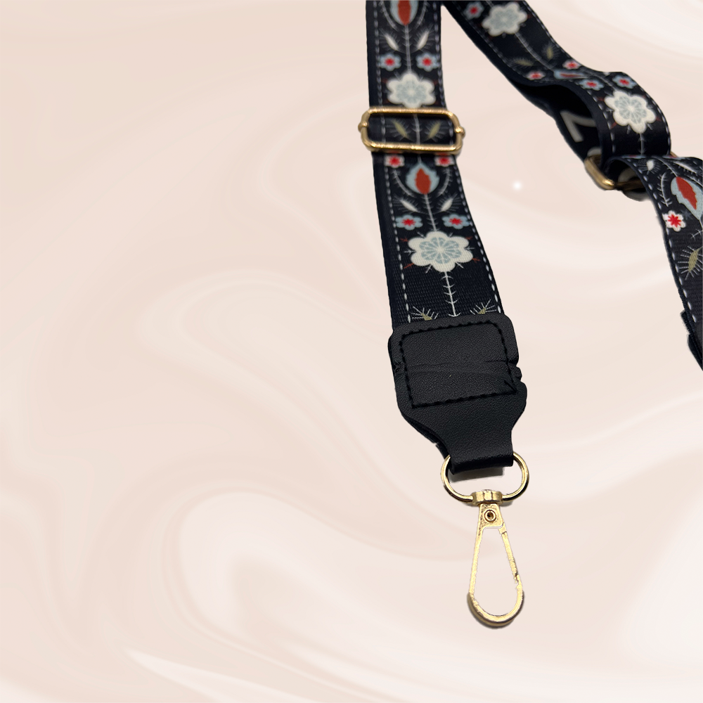 Black flowers Strap