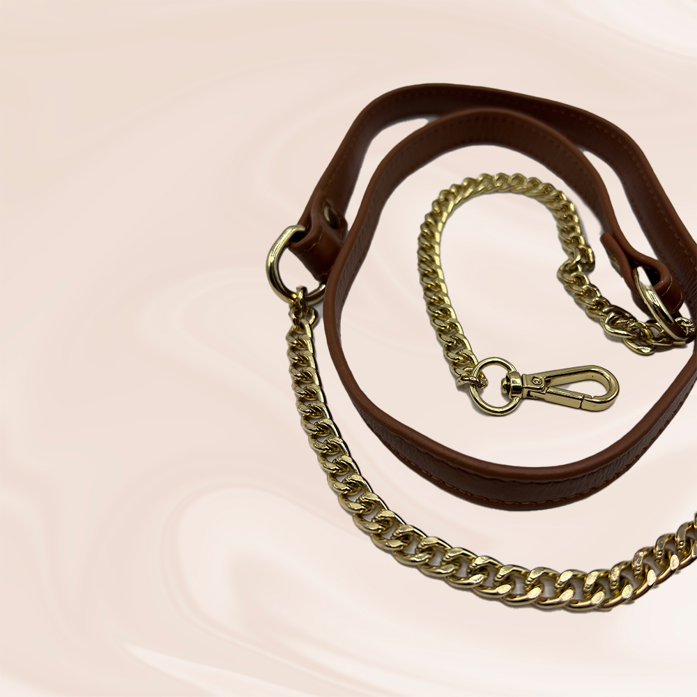 Brown leather gold Chain