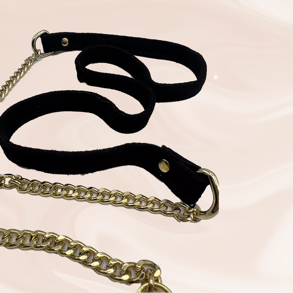 Black suede gold Chain